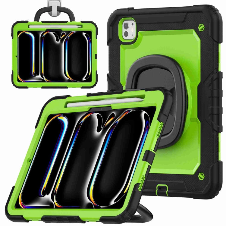 For iPad Pro 11 2024 Handle Silicone Hydric PC Tablet Case with Shoulder Strap(Yellow Green PC) - iPad Pro 11 2024 Cases by PMC TechLife | Online Shopping South Africa | PMC TechLife | Buy Now Pay Later Mobicred