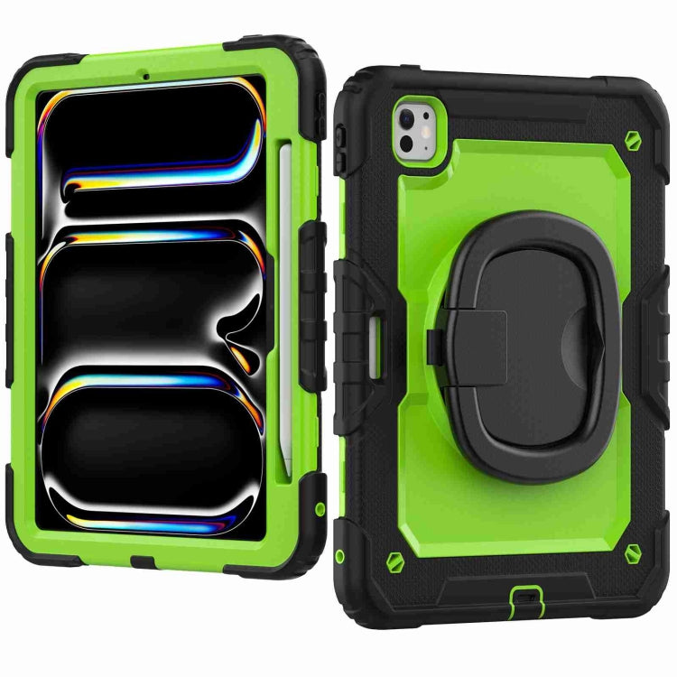 For iPad Pro 11 2024 Handle Silicone Hydric PC Tablet Case with Shoulder Strap(Yellow Green PC) - iPad Pro 11 2024 Cases by PMC TechLife | Online Shopping South Africa | PMC TechLife | Buy Now Pay Later Mobicred