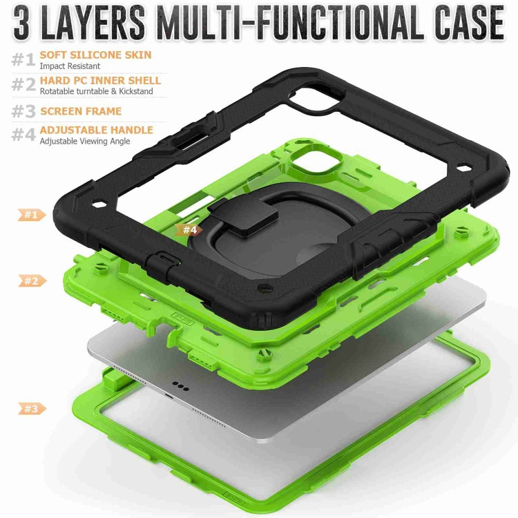 For iPad Pro 11 2024 Handle Silicone Hydric PC Tablet Case with Shoulder Strap(Yellow Green PC) - iPad Pro 11 2024 Cases by PMC TechLife | Online Shopping South Africa | PMC TechLife | Buy Now Pay Later Mobicred