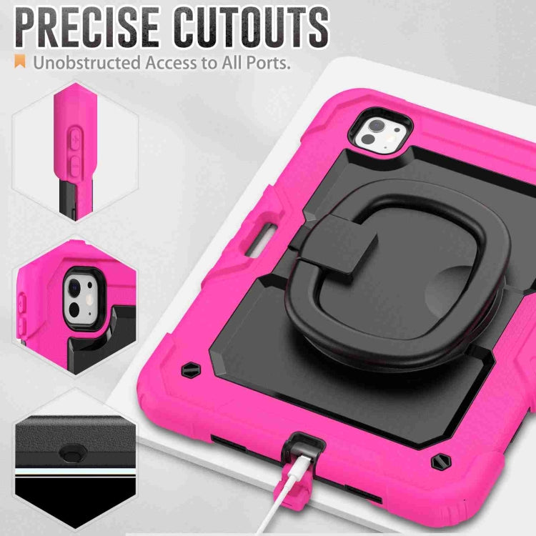 For iPad Pro 11 2024 Handle Silicone Hydric PC Tablet Case with Shoulder Strap(Rose Red) - iPad Pro 11 2024 Cases by PMC TechLife | Online Shopping South Africa | PMC TechLife | Buy Now Pay Later Mobicred