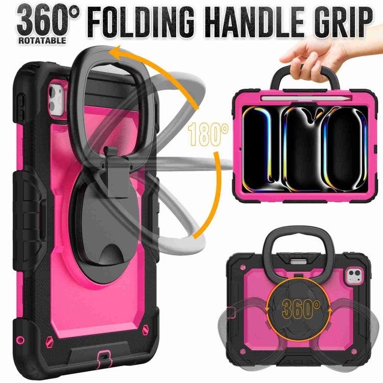 For iPad Pro 11 2024 Handle Silicone Hydric PC Tablet Case with Shoulder Strap(Rose Red PC) - iPad Pro 11 2024 Cases by PMC TechLife | Online Shopping South Africa | PMC TechLife | Buy Now Pay Later Mobicred