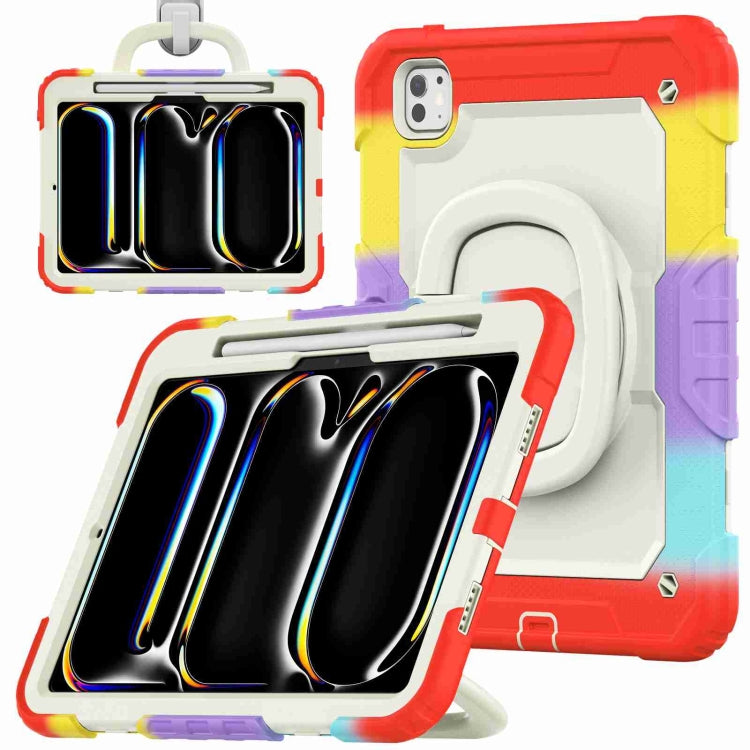 For iPad Pro 11 2024 Handle Silicone Hydric PC Tablet Case with Shoulder Strap(Camouflage Red) - iPad Pro 11 2024 Cases by PMC TechLife | Online Shopping South Africa | PMC TechLife | Buy Now Pay Later Mobicred