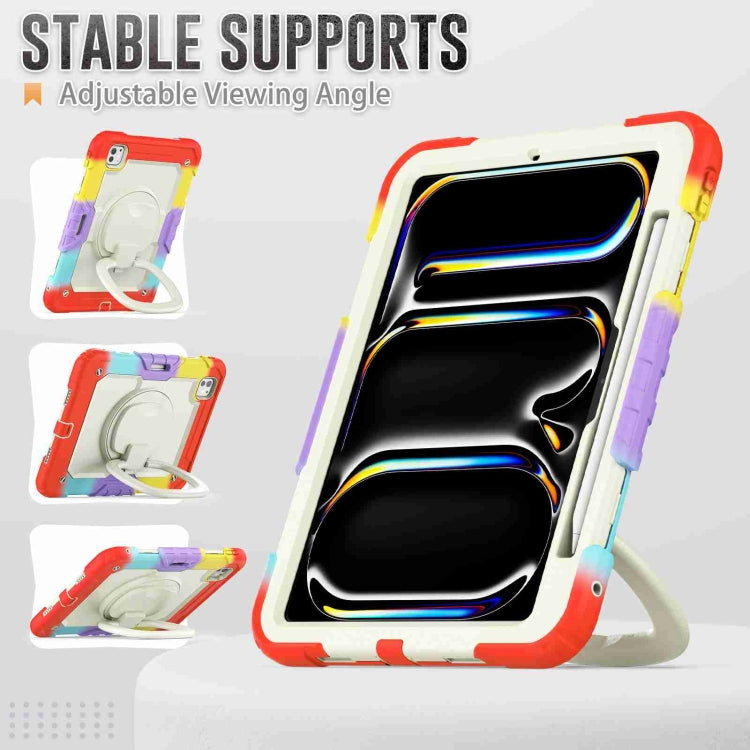 For iPad Pro 11 2024 Handle Silicone Hydric PC Tablet Case with Shoulder Strap(Camouflage Red) - iPad Pro 11 2024 Cases by PMC TechLife | Online Shopping South Africa | PMC TechLife | Buy Now Pay Later Mobicred