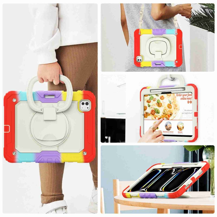 For iPad Pro 11 2024 Handle Silicone Hydric PC Tablet Case with Shoulder Strap(Camouflage Red) - iPad Pro 11 2024 Cases by PMC TechLife | Online Shopping South Africa | PMC TechLife | Buy Now Pay Later Mobicred