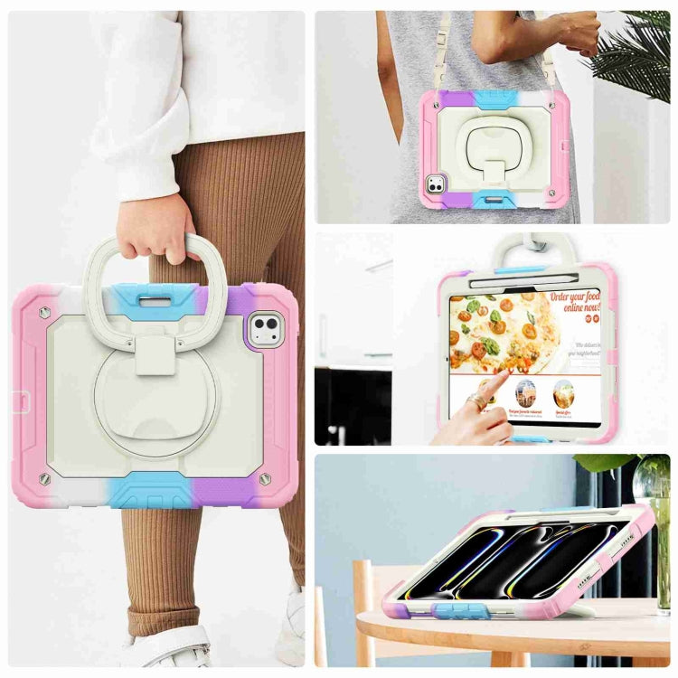 For iPad Pro 11 2024 Handle Silicone Hydric PC Tablet Case with Shoulder Strap(Camouflage Pink) - iPad Pro 11 2024 Cases by PMC TechLife | Online Shopping South Africa | PMC TechLife | Buy Now Pay Later Mobicred