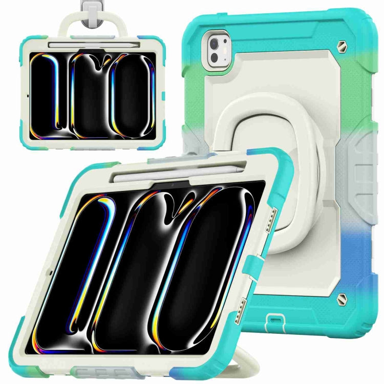 For iPad Pro 11 2024 Handle Silicone Hydric PC Tablet Case with Shoulder Strap(Camouflage Light Blue) - free shipping - PMC TechLife - Order now!