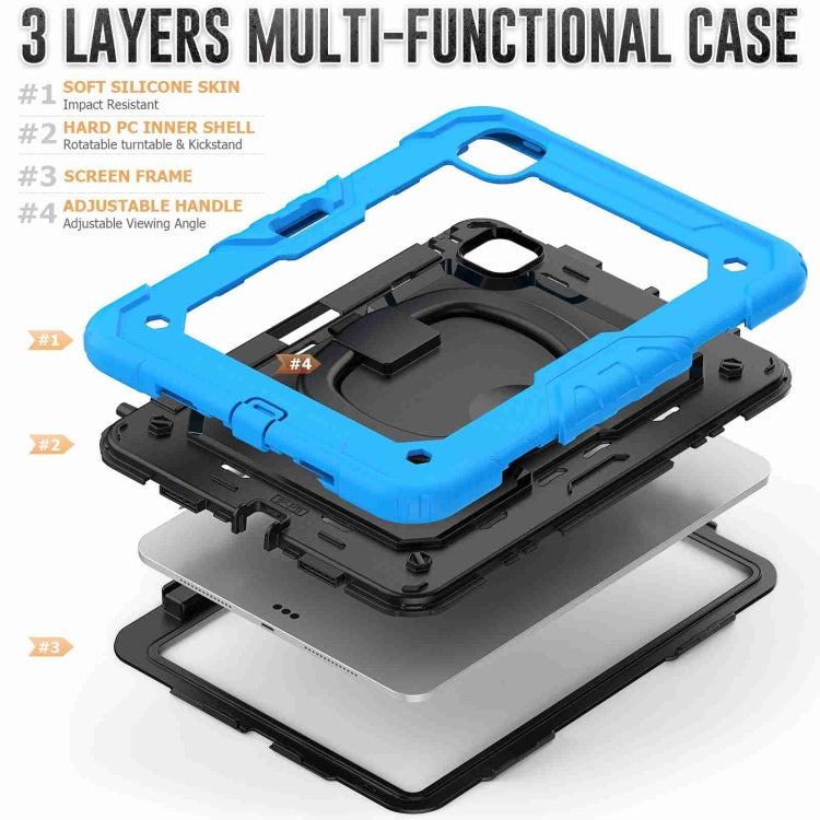 For iPad Pro 11 2024 Handle Silicone Hydric PC Tablet Case with Shoulder Strap(Light Blue) - iPad Pro 11 2024 Cases by PMC TechLife | Online Shopping South Africa | PMC TechLife | Buy Now Pay Later Mobicred