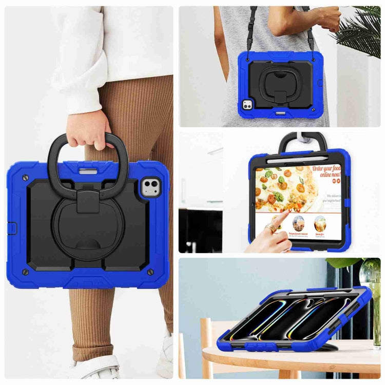 For iPad Pro 11 2024 Handle Silicone Hydric PC Tablet Case with Shoulder Strap(Dark Blue) - iPad Pro 11 2024 Cases by PMC TechLife | Online Shopping South Africa | PMC TechLife | Buy Now Pay Later Mobicred
