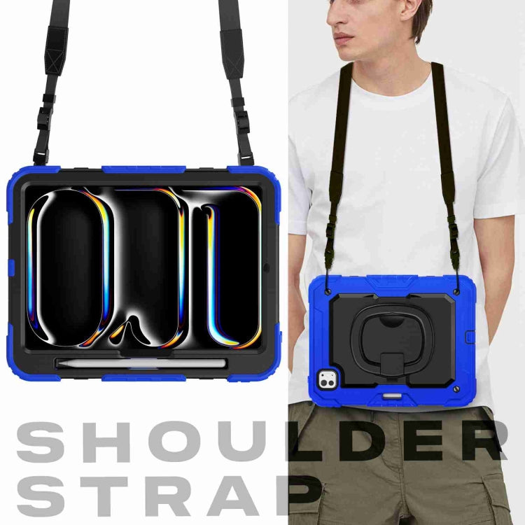 For iPad Pro 11 2024 Handle Silicone Hydric PC Tablet Case with Shoulder Strap(Dark Blue) - iPad Pro 11 2024 Cases by PMC TechLife | Online Shopping South Africa | PMC TechLife | Buy Now Pay Later Mobicred