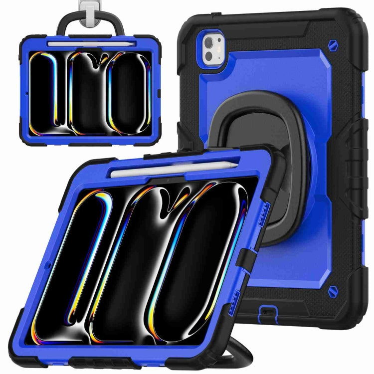 For iPad Pro 11 2024 Handle Silicone Hydric PC Tablet Case with Shoulder Strap(Dark Blue PC) - iPad Pro 11 2024 Cases by PMC TechLife | Online Shopping South Africa | PMC TechLife | Buy Now Pay Later Mobicred