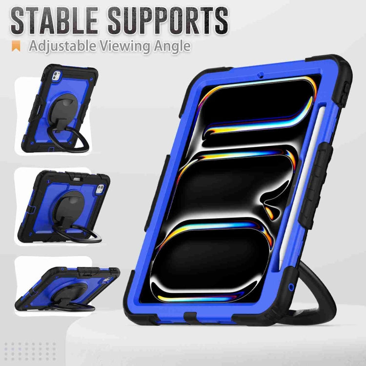 For iPad Pro 11 2024 Handle Silicone Hydric PC Tablet Case with Shoulder Strap(Dark Blue PC) - iPad Pro 11 2024 Cases by PMC TechLife | Online Shopping South Africa | PMC TechLife | Buy Now Pay Later Mobicred