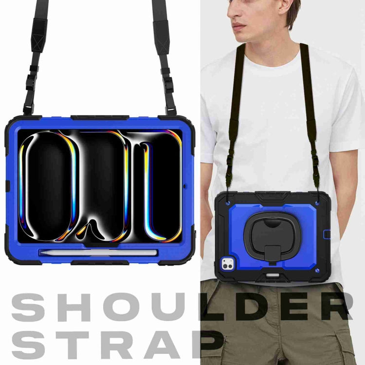For iPad Pro 11 2024 Handle Silicone Hydric PC Tablet Case with Shoulder Strap(Dark Blue PC) - iPad Pro 11 2024 Cases by PMC TechLife | Online Shopping South Africa | PMC TechLife | Buy Now Pay Later Mobicred