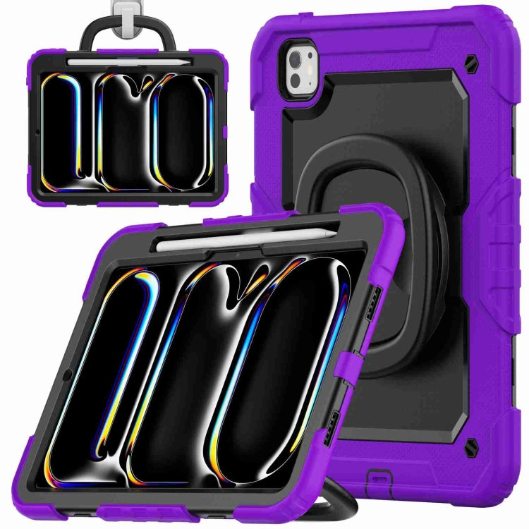 For iPad Pro 11 2024 Handle Silicone Hydric PC Tablet Case with Shoulder Strap(Purple) - iPad Pro 11 2024 Cases by PMC TechLife | Online Shopping South Africa | PMC TechLife | Buy Now Pay Later Mobicred
