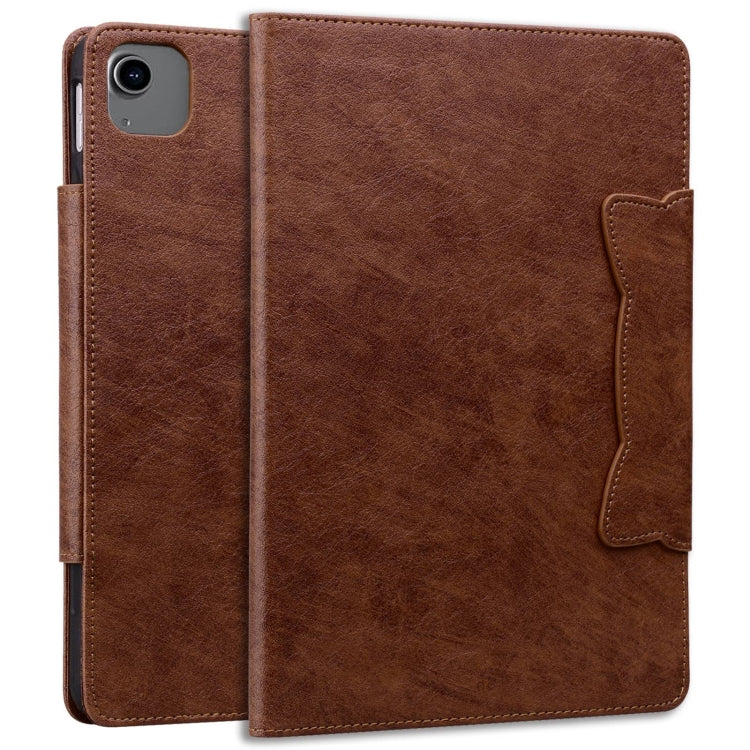 For iPad Air 11 2025 / 2024 / Air 5 / Air 4 Cat Buckle Leather Smart Tablet Case(Brown) - iPad Air 11 2025 / 2024 Cases by PMC TechLife | Online Shopping South Africa | PMC TechLife | Buy Now Pay Later Mobicred