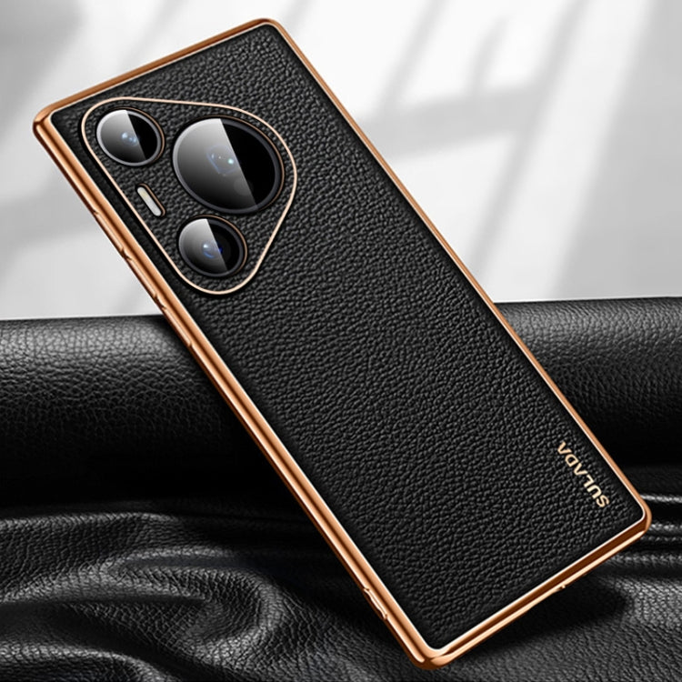 For Huawei Pura 70 SULADA TPU + Litchi Texture Leather Phone Case(Black) - free shipping - PMC Jewellery - Order now!