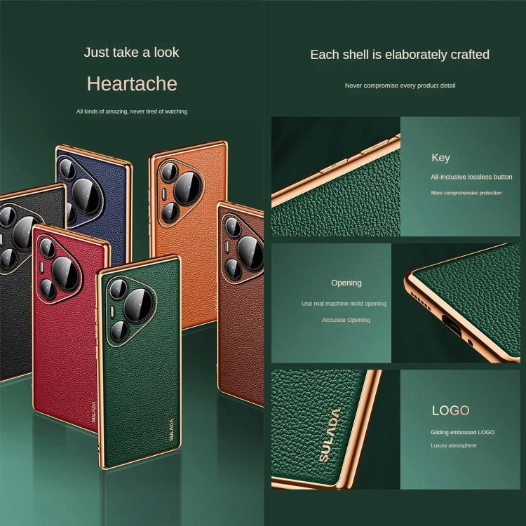 For Huawei Pura 70 Ultra SULADA TPU + Litchi Texture Leather Phone Case(Black) - free shipping - PMC Jewellery - Order now!