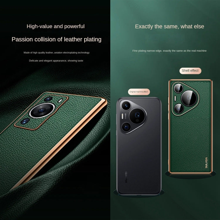For Huawei Pura 70 Ultra SULADA TPU + Litchi Texture Leather Phone Case(Black) - free shipping - PMC Jewellery - Order now!