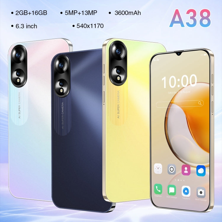 SDT81 / A38, 2GB+16GB, 6.3 inch Screen, Face Identification, Android 10.0 MTK6737 Quad Core, Network: 4G, Dual SIM(Black) -  by PMC TechLife | Online Shopping South Africa | PMC TechLife | Buy Now Pay Later Mobicred