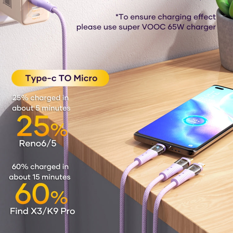 ROCK G20 1.5m 100W 3 in 1 USB-C / Type-C Fast Charging Data Cable(White) - Multifunctional Cable by ROCK | Online Shopping South Africa | PMC TechLife | Buy Now Pay Later Mobicred