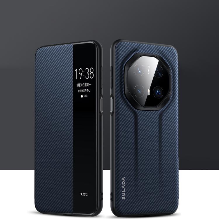 For Huawei Mate 70 RS Ultimate SULADA Kevlar 600D Texture Smart Window Leather Phone Case(Blue) - Huawei Cases by SULADA | Online Shopping South Africa | PMC TechLife | Buy Now Pay Later Mobicred