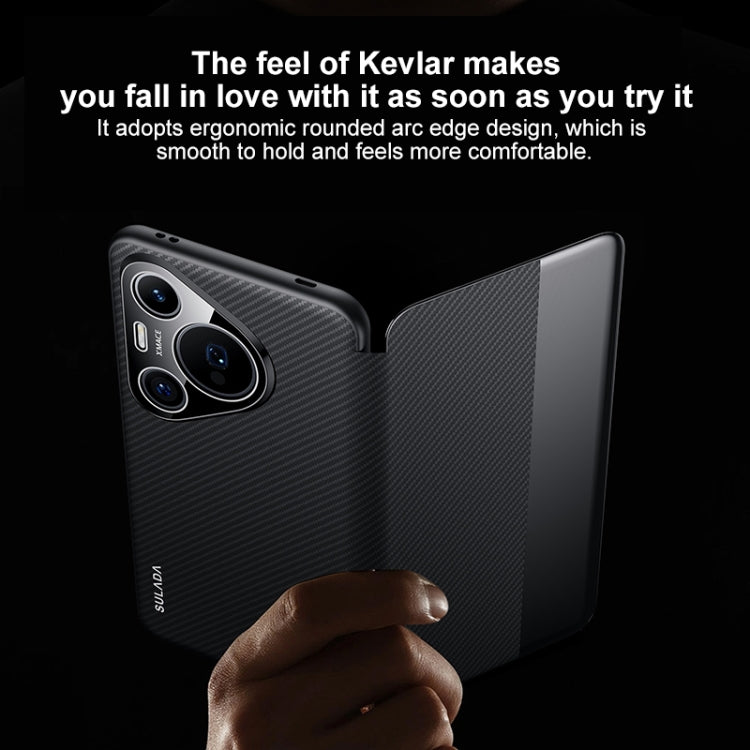For Huawei Pura 70 Pro SULADA Kevlar 600D Texture Smart Window Leather Phone Case(Brown) - free shipping - PMC Jewellery - Order now!