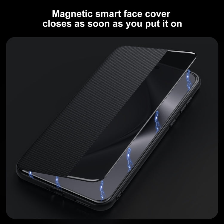 For Huawei Mate 70 Pro / Mate 70 Pro+ SULADA Kevlar 600D Texture Smart Window Leather Phone Case(Black) - Huawei Cases by SULADA | Online Shopping South Africa | PMC TechLife | Buy Now Pay Later Mobicred