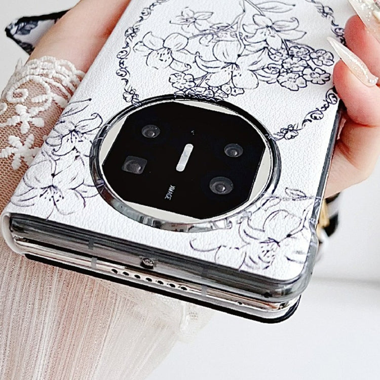 For Huawei Mate X5 / X2 Sketching Flowers Flip Leather Phone Case(Pink) - Huawei Cases by PMC TechLife | Online Shopping South Africa | PMC TechLife | Buy Now Pay Later Mobicred