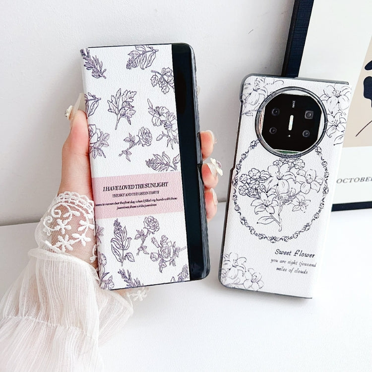 For Huawei Mate X5 / X2 Sketching Flowers Flip Leather Phone Case(Pink) - Huawei Cases by PMC TechLife | Online Shopping South Africa | PMC TechLife | Buy Now Pay Later Mobicred