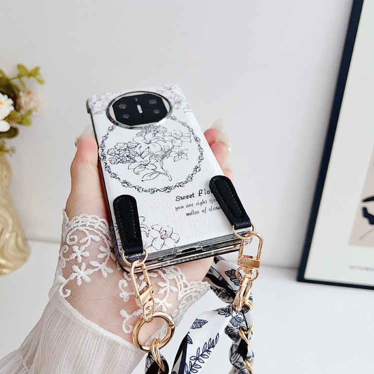For Huawei Mate X5 / X2 Sketching Flowers Flip Leather Phone Case with Bracelet(Pink) - Huawei Cases by PMC TechLife | Online Shopping South Africa | PMC TechLife | Buy Now Pay Later Mobicred