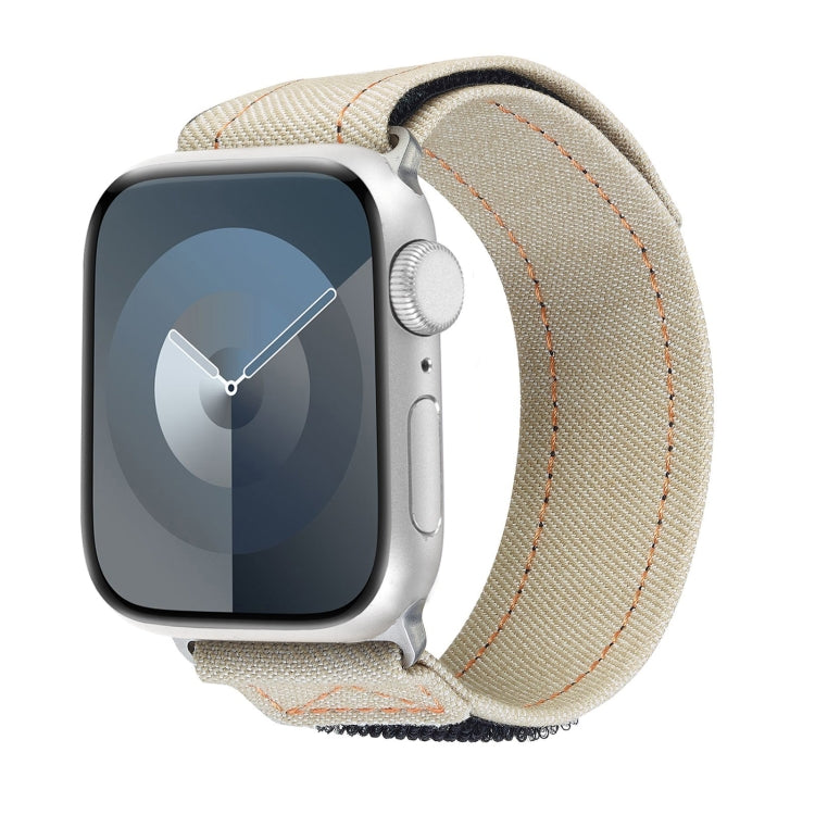 For Apple Watch Series 3 38mm Cowboy Nylon Hook and Loop Fastener Watch Band(Apricot) - Watch Bands by PMc TechLife | Online Shopping South Africa | PMc TechLife | Buy Now Pay Later Mobicred