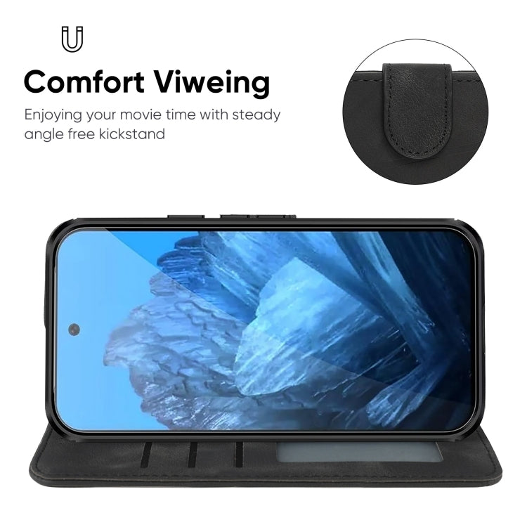 For Google Pixel 9 / 9 Pro Skin Feel Geometric Lines Leather Phone Case(Black) - Google Cases by PMC TechLife | Online Shopping South Africa | PMC TechLife | Buy Now Pay Later Mobicred