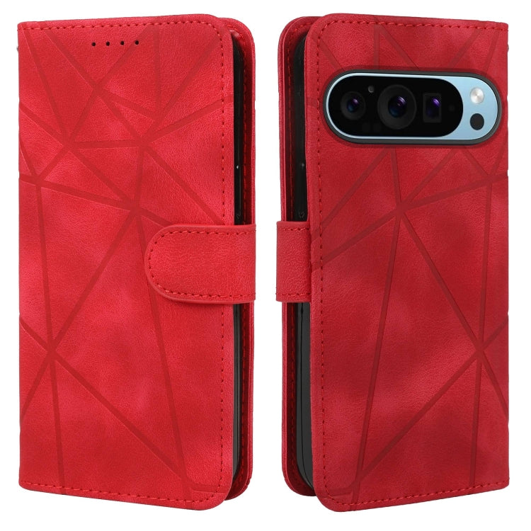 For Google Pixel 9 / 9 Pro Skin Feel Geometric Lines Leather Phone Case(Red) - Google Cases by PMC TechLife | Online Shopping South Africa | PMC TechLife | Buy Now Pay Later Mobicred