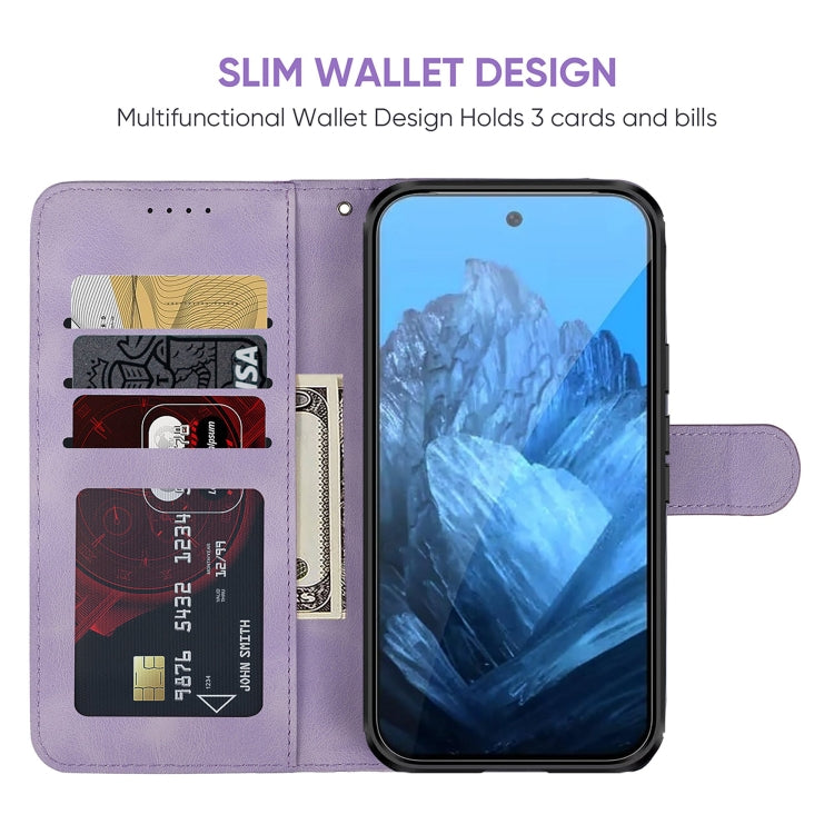 For Google Pixel 9 / 9 Pro Skin Feel Geometric Lines Leather Phone Case(Purple) - Google Cases by PMC TechLife | Online Shopping South Africa | PMC TechLife | Buy Now Pay Later Mobicred