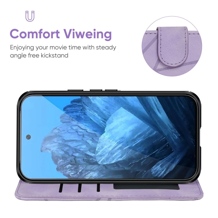 For Google Pixel 9 / 9 Pro Skin Feel Geometric Lines Leather Phone Case(Purple) - Google Cases by PMC TechLife | Online Shopping South Africa | PMC TechLife | Buy Now Pay Later Mobicred