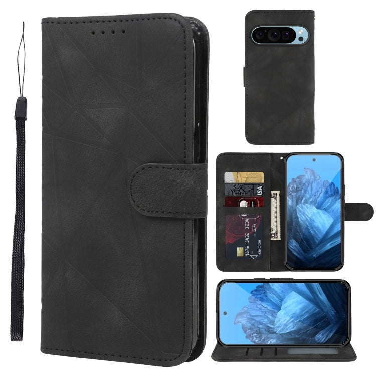 For Google Pixel 9 Pro XL Skin Feel Geometric Lines Leather Phone Case(Black) - Google Cases by PMC TechLife | Online Shopping South Africa | PMC TechLife | Buy Now Pay Later Mobicred