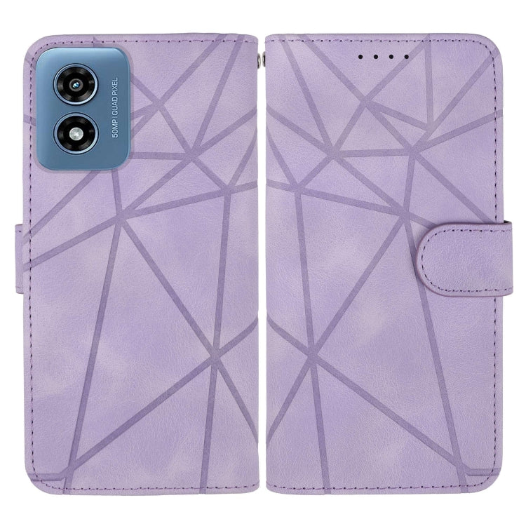 For Motorola Moto G Play 4G 2024 Skin Feel Geometric Lines Leather Phone Case(Purple) - Motorola Cases by PMC Jewellery | Online Shopping South Africa | PMC Jewellery | Buy Now Pay Later Mobicred