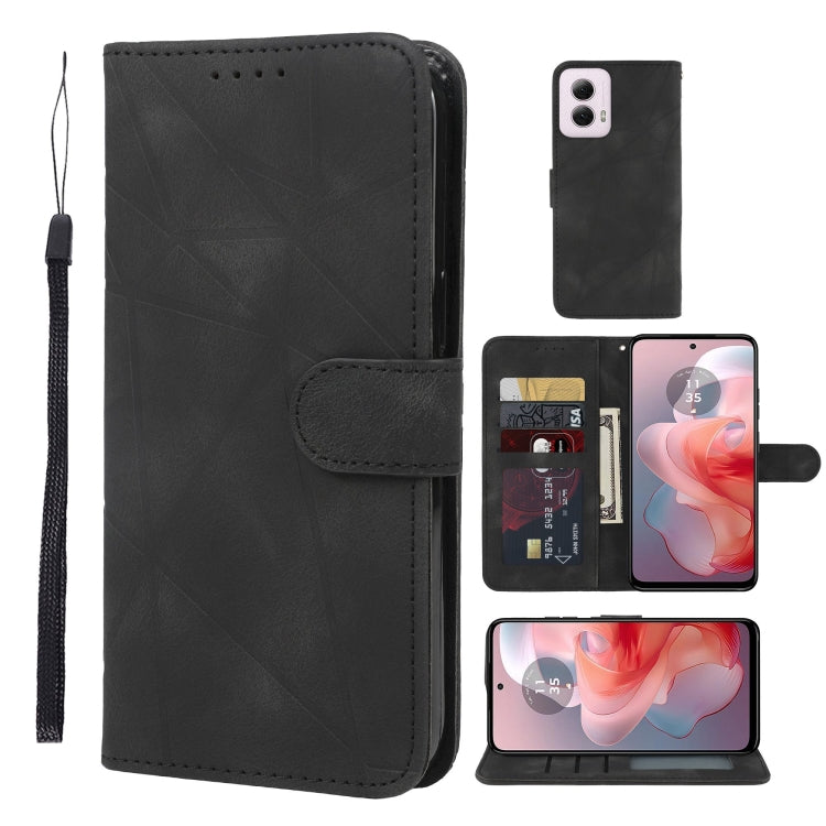 For Motorola Moto G Power 5G 2024 Skin Feel Geometric Lines Leather Phone Case(Black) - Motorola Cases by PMC Jewellery | Online Shopping South Africa | PMC Jewellery | Buy Now Pay Later Mobicred