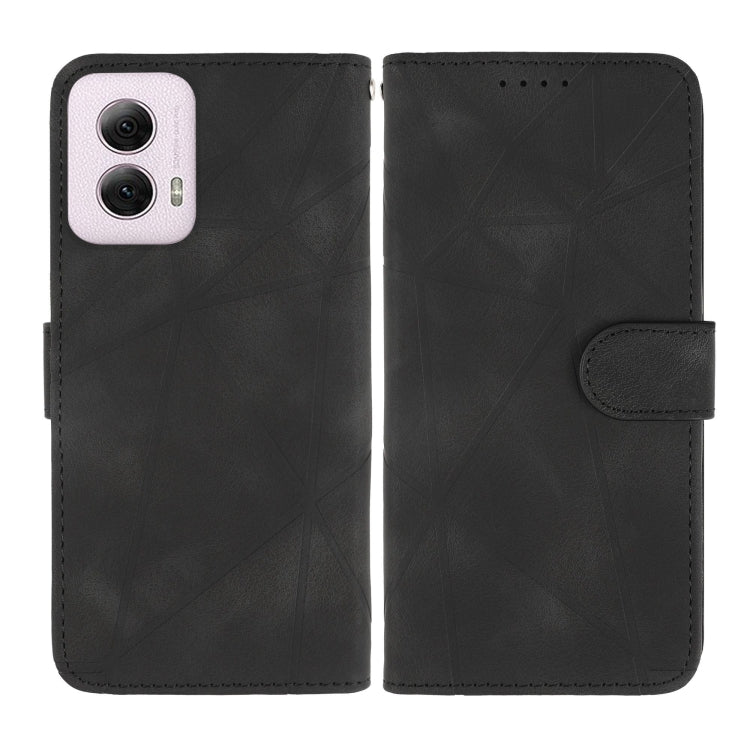For Motorola Moto G Power 5G 2024 Skin Feel Geometric Lines Leather Phone Case(Black) - Motorola Cases by PMC Jewellery | Online Shopping South Africa | PMC Jewellery | Buy Now Pay Later Mobicred