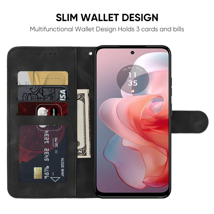For Motorola Moto G Power 5G 2024 Skin Feel Geometric Lines Leather Phone Case(Black) - Motorola Cases by PMC Jewellery | Online Shopping South Africa | PMC Jewellery | Buy Now Pay Later Mobicred