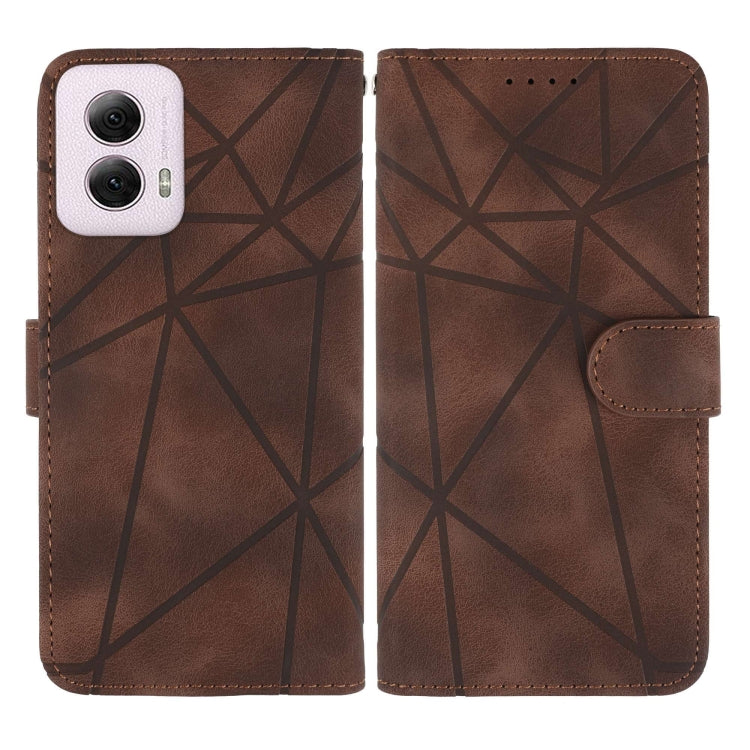 For Motorola Moto G Power 5G 2024 Skin Feel Geometric Lines Leather Phone Case(Brown) - Motorola Cases by PMC Jewellery | Online Shopping South Africa | PMC Jewellery | Buy Now Pay Later Mobicred