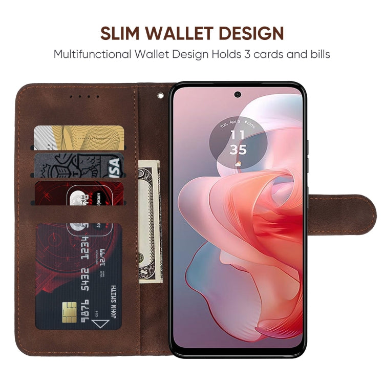 For Motorola Moto G Power 5G 2024 Skin Feel Geometric Lines Leather Phone Case(Brown) - Motorola Cases by PMC Jewellery | Online Shopping South Africa | PMC Jewellery | Buy Now Pay Later Mobicred