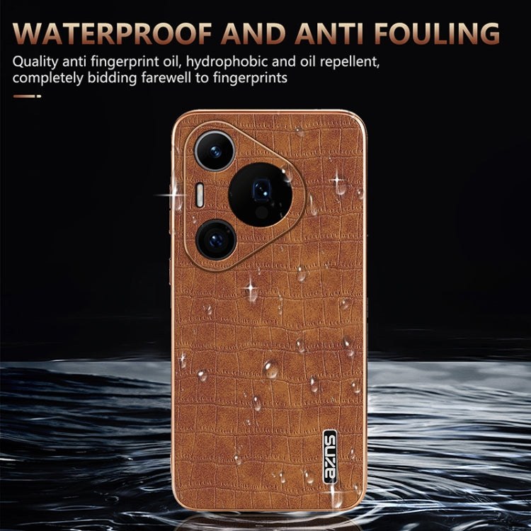 For Huawei Pura 70 Pro / 70 Pro+ AZNS Electroplated Frame Crocodile Texture Full Coverage Phone Case(Blue) - free shipping - PMC Jewellery - Order now!