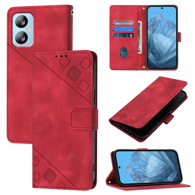 For Blackview A52 Skin Feel Embossed Leather Phone Case(Red) - More Brand by PMC TechLife | Online Shopping South Africa | PMC TechLife | Buy Now Pay Later Mobicred