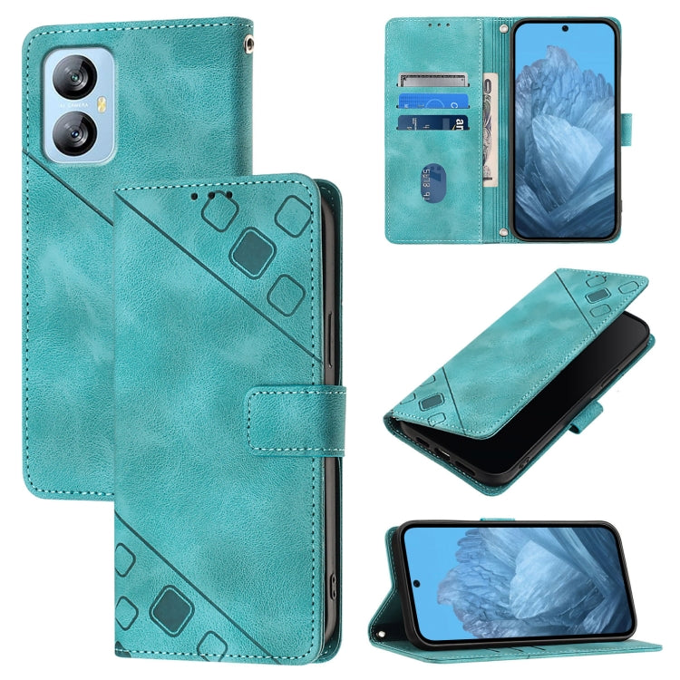 For Blackview A52 Skin Feel Embossed Leather Phone Case(Green) - More Brand by PMC TechLife | Online Shopping South Africa | PMC TechLife | Buy Now Pay Later Mobicred