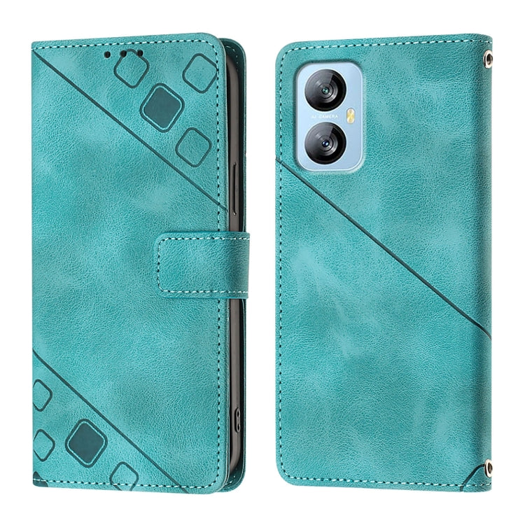 For Blackview A52 Skin Feel Embossed Leather Phone Case(Green) - More Brand by PMC TechLife | Online Shopping South Africa | PMC TechLife | Buy Now Pay Later Mobicred