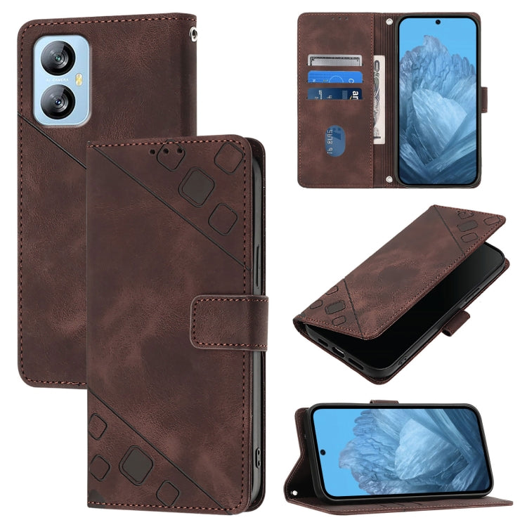 For Blackview A52 Skin Feel Embossed Leather Phone Case(Brown) - More Brand by PMC TechLife | Online Shopping South Africa | PMC TechLife | Buy Now Pay Later Mobicred