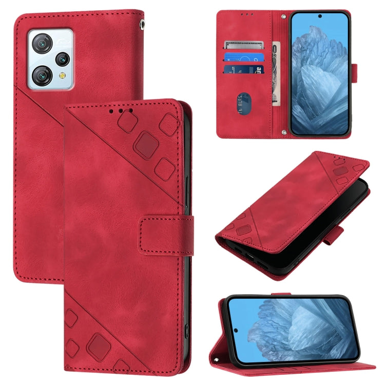 For Blackview A53 Skin Feel Embossed Leather Phone Case(Red) - More Brand by PMC TechLife | Online Shopping South Africa | PMC TechLife | Buy Now Pay Later Mobicred