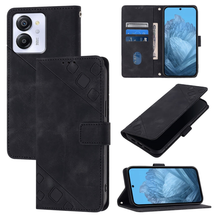 For Blackview Color 8 Skin Feel Embossed Leather Phone Case(Black) - More Brand by PMC TechLife | Online Shopping South Africa | PMC TechLife | Buy Now Pay Later Mobicred