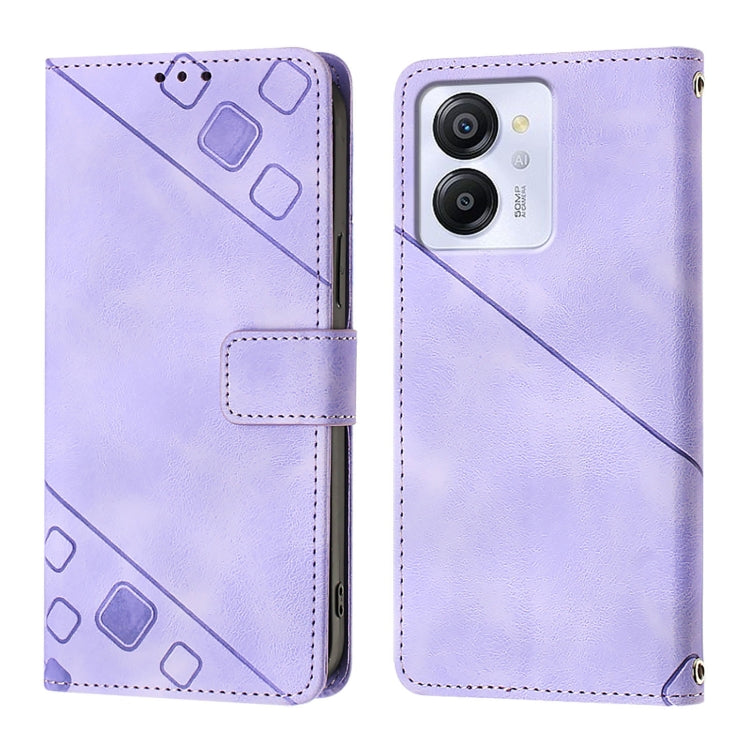For Blackview Color 8 Skin Feel Embossed Leather Phone Case(Light Purple) - More Brand by PMC TechLife | Online Shopping South Africa | PMC TechLife | Buy Now Pay Later Mobicred