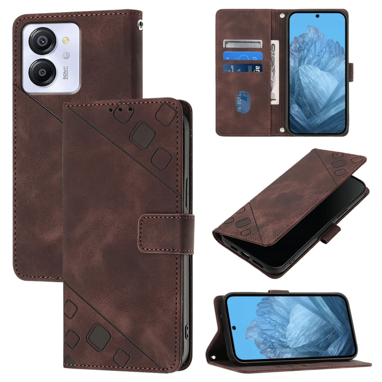 For Blackview Color 8 Skin Feel Embossed Leather Phone Case(Brown) - More Brand by PMC TechLife | Online Shopping South Africa | PMC TechLife | Buy Now Pay Later Mobicred